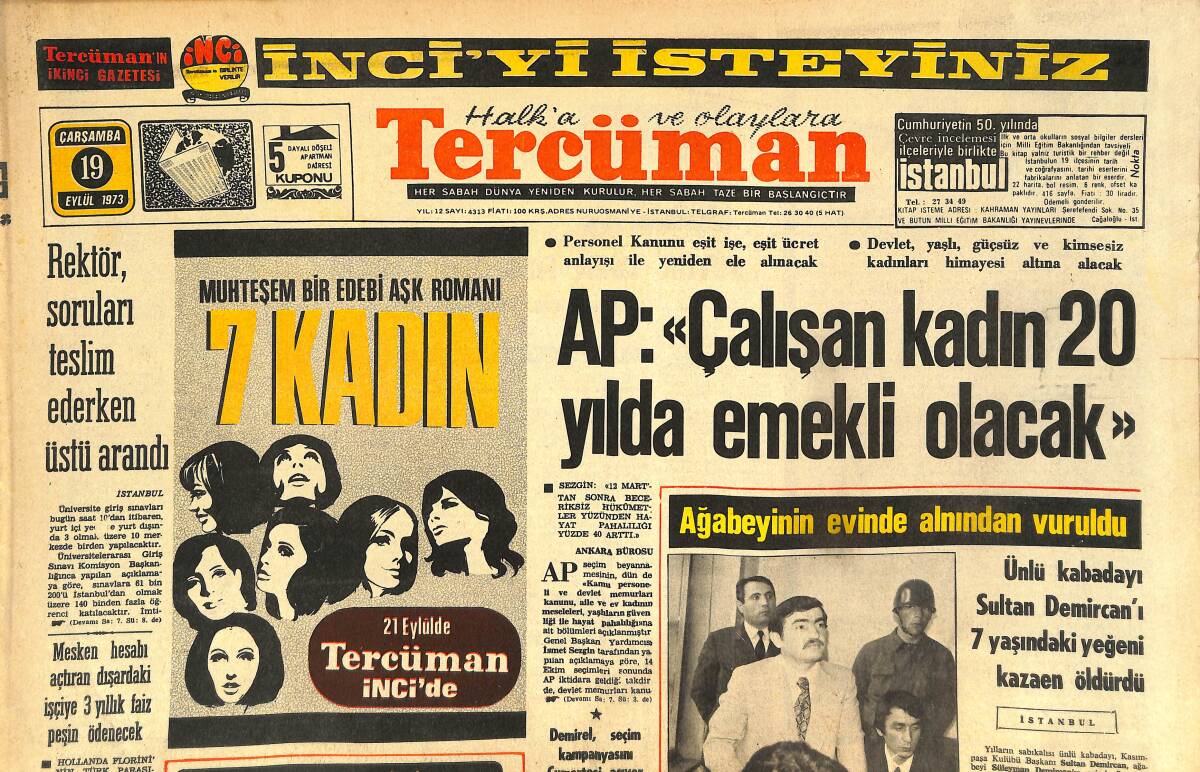 Tercüman Gazetesi 19 Eylül 1973 - Gümrük Mevzuatı İşçileri Canından Bezdiriyor - Rektör Soruları Teslim Ederken Üstü Arandı GZ144251 - 1