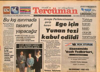 Tercüman Gazetesi 19 Eylül 1981 - Prenses Diana Bunalımda, Türkiye İş Bankası Afişi, Galatasaray Beşiktaş Maçı GZ126420 - 1