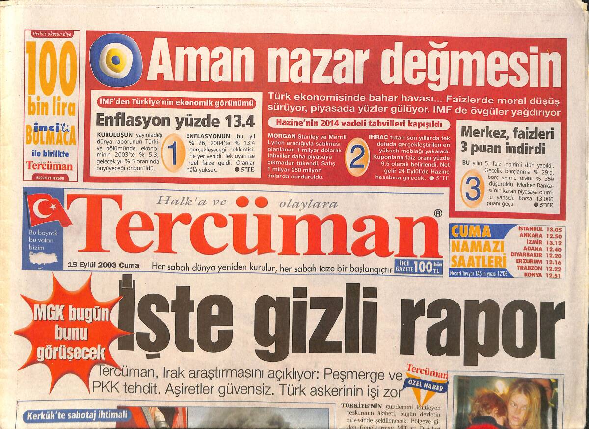 Tercüman Gazetesi 19 Eylül 2003 - Daum'un Planı Hazır - İGDAŞ Klimayla Isınıyor ! GZ157575 - 1