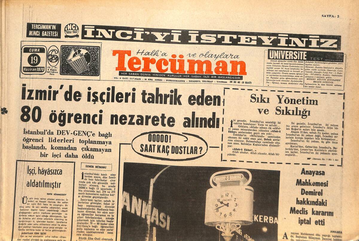 Tercüman Gazetesi 19 Haziran 1970 - Müller 10 Golle Başta - Peyami Safa'yı Anarken GZ145345 - 1