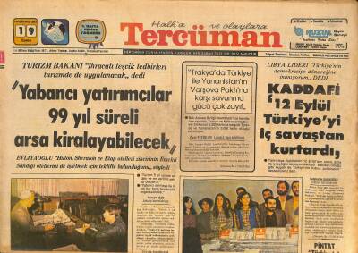 Tercüman Gazetesi 19 Haziran 1981 - Ve Futbol Federasyonu Cemil Turanı Suçladı - Kaddafi 12 Eylül Türkiyeyi İç Savaştan Kurtardı GZ127512 - 1