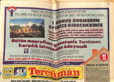 Tercüman Gazetesi 19 Haziran 1985 -Turgut Özal,Bizde Kürt Meselesi Ve Ayırımı Yoktur GZ54100 - 1