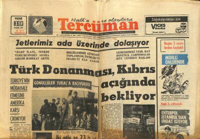 Tercüman Gazetesi 19 Kasım 1967 - Türk Donanması , Kıbrıs Açığında Bekliyor - Grivas Görevden Alındı GZ123426 - 1