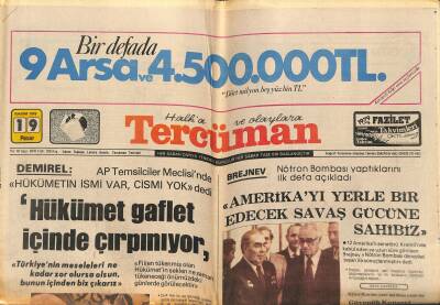 Tercüman Gazetesi 19 Kasım 1978 - Brejnev , Nötron Bombası Yaptıklarını İlk Defa Açıkladı - Sovyet Denizcileri Saraylara Hayran Kaldılar GZ123490 - 1