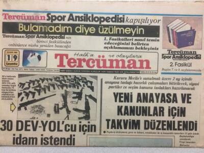 Tercüman Gazetesi 19 Kasım 1980 - 30 Dev-Yolcu İçin İdam İstendi GZ34118 - 1