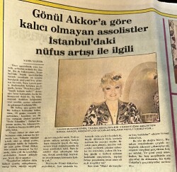 Tercüman Gazetesi 19 Kasım 1981 - Gönül Akkora Göre Kalıcı Olmayan Assolistler İstanbuldaki Nüfus Artışı İle İlgili GZ122110 - 2