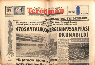 Tercüman Gazetesi 19 Mart 1966 - 470 Sayfalık Önergenin 95 Sayfası Okunabildi GZ55212 - 1