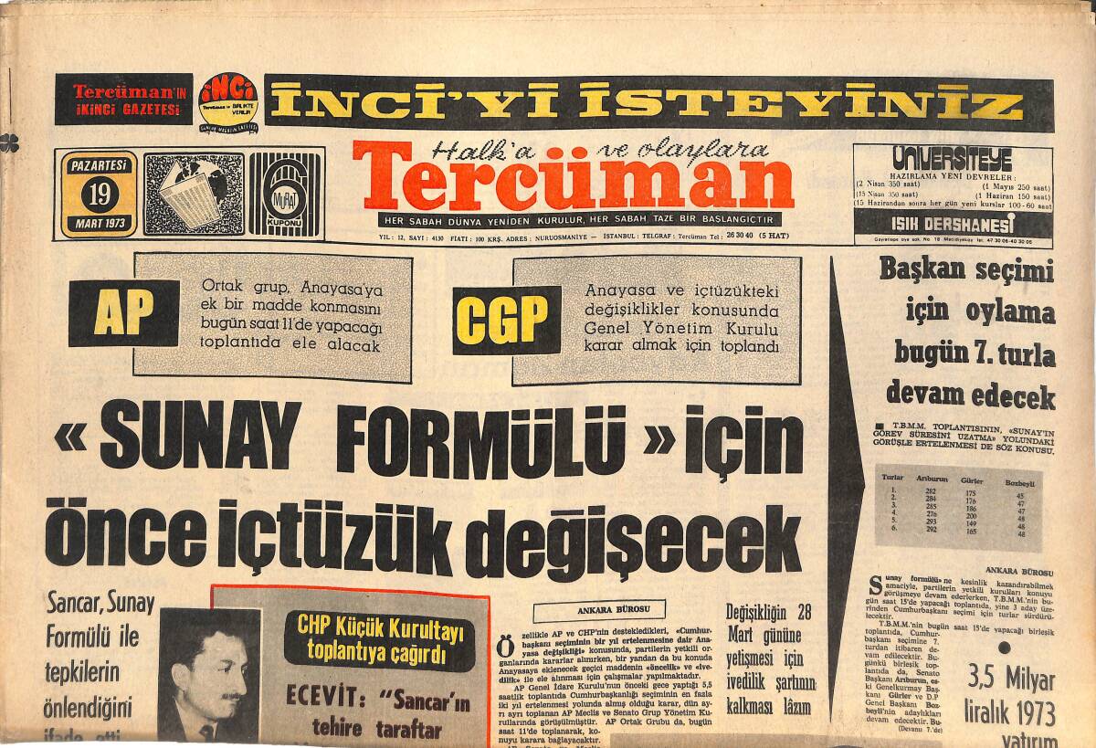 Tercüman Gazetesi 19 Mart 1969 - Haliç Köprüsünün Ağır Kısım İnşaatı Sona Erdi - Hartum Cinayetinin Ardındaki Gerçek GZ144908 - 1