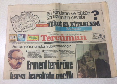 Tercüman Gazetesi 19 Mart 1983 - Ermeni Terörüne Karşı Harekete Geçtik - GZ15210 - 1