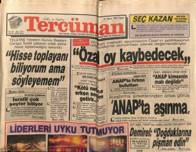 Tercüman Gazetesi 19 Mart 1989 - THY Uçağının Bir Motoru Havada Tutuştu GZ64567 - 2