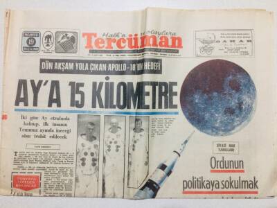 Tercüman Gazetesi 19 Mayıs 1969 - Apollo - 10 un Hedefi Aya 15 Kilometre GZ53582 - 1