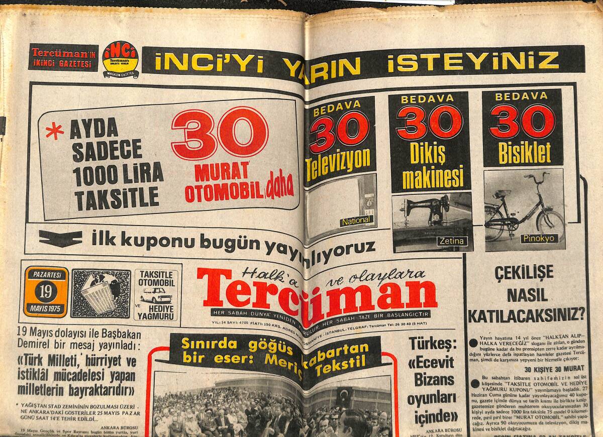 Tercüman Gazetesi 19 Mayıs 1975 - Meriç Tekstil'in Açılışına Almanya'dan 7 Bin Ortak Adına Seçilen 50 Kişi Geldi GZ143358 - 1