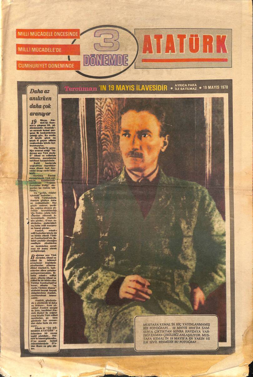 Tercüman Gazetesi 19 Mayıs Eki 19 Mayıs 1978 - Celal Bayar 