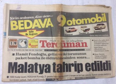Tercüman Gazetesi 19 Nisan 1978 - Malatya Tahrip Edildi - GZ17291 - 1