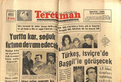 Tercüman Gazetesi 19 Ocak 1963 - Alparslan Türkeş İsviçrede Başgille Görüşecek GZ54086 - 1