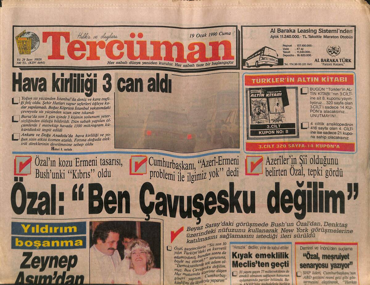 Tercuman Gazetesi 19 Ocak 1990 - Hastane Çöpleri Mikrop Saçıyor - JİVKOV Tutuklandı GZ149519 - 1