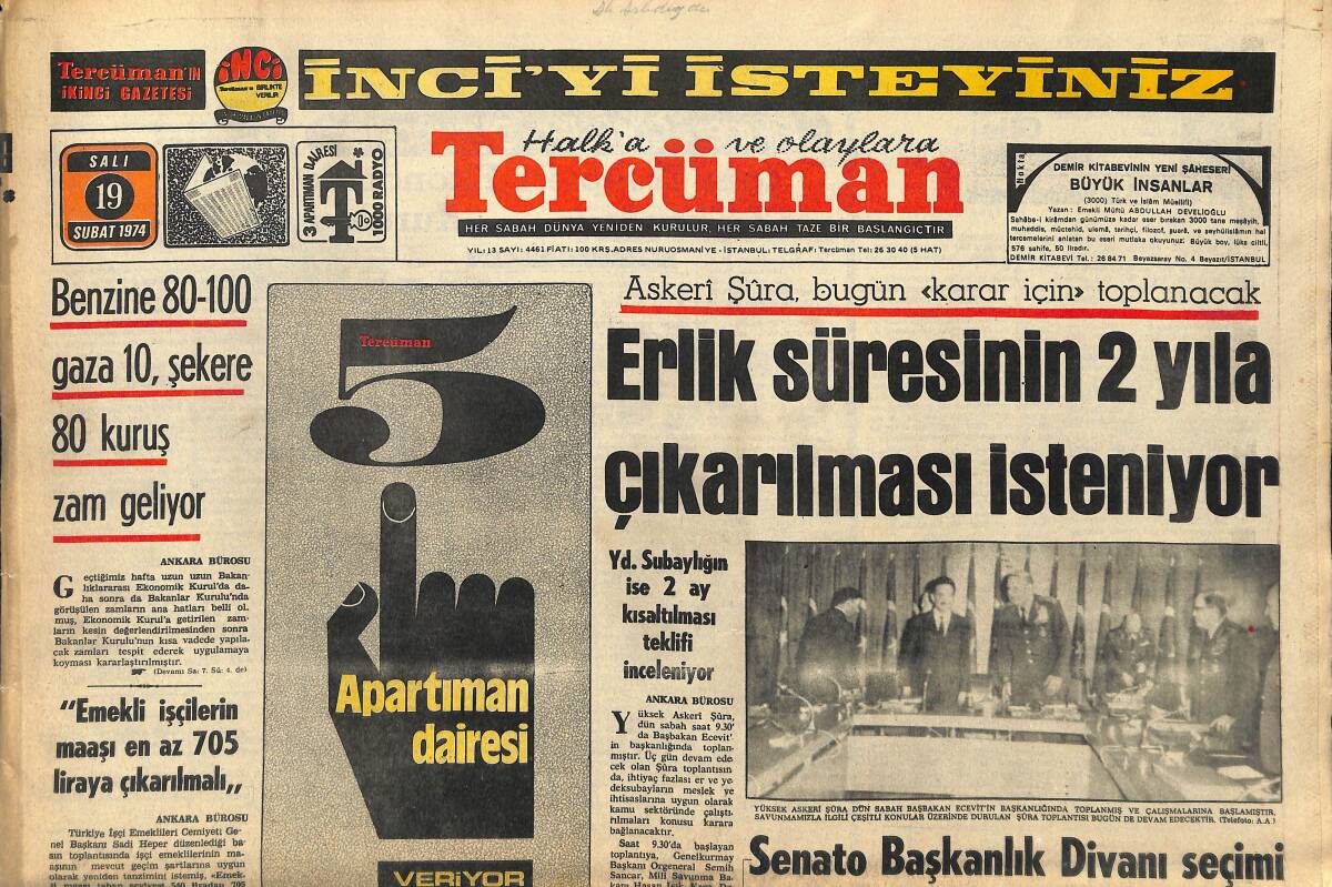 Tercüman Gazetesi 19 Şubat 1974 - THY'da Grevin Önlenmesi İçin Harekete Geçildi - Hükümet Kuvvetleri Filipinlerde 550 Müslüman Öldürdü GZ145899 - 1