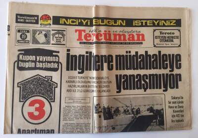 Tercüman Gazetesi 19 Temmuz 1974 -NATOnun Haksız Bulduğu Yunanistan Yalnız Kaldı GZ11172 - 1