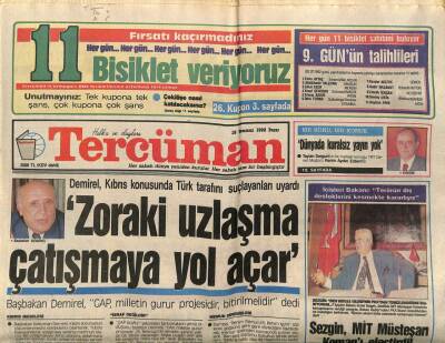 Tercüman Gazetesi 19 Temmuz 1992 - İsmet Sezgin Mit Müsteşarını Eleştirdi GZ89111 - 1