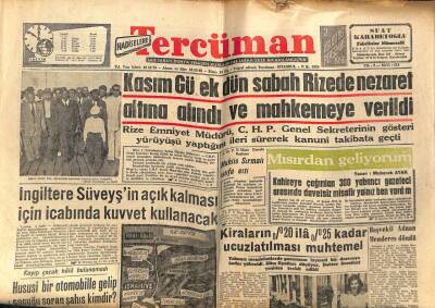 Tercüman Gazetesi 2 Ağustos 1956 - İngiltere Süveyş Kanalı İçin Gerekirse Güç Kullanacak GZ53998 - 1