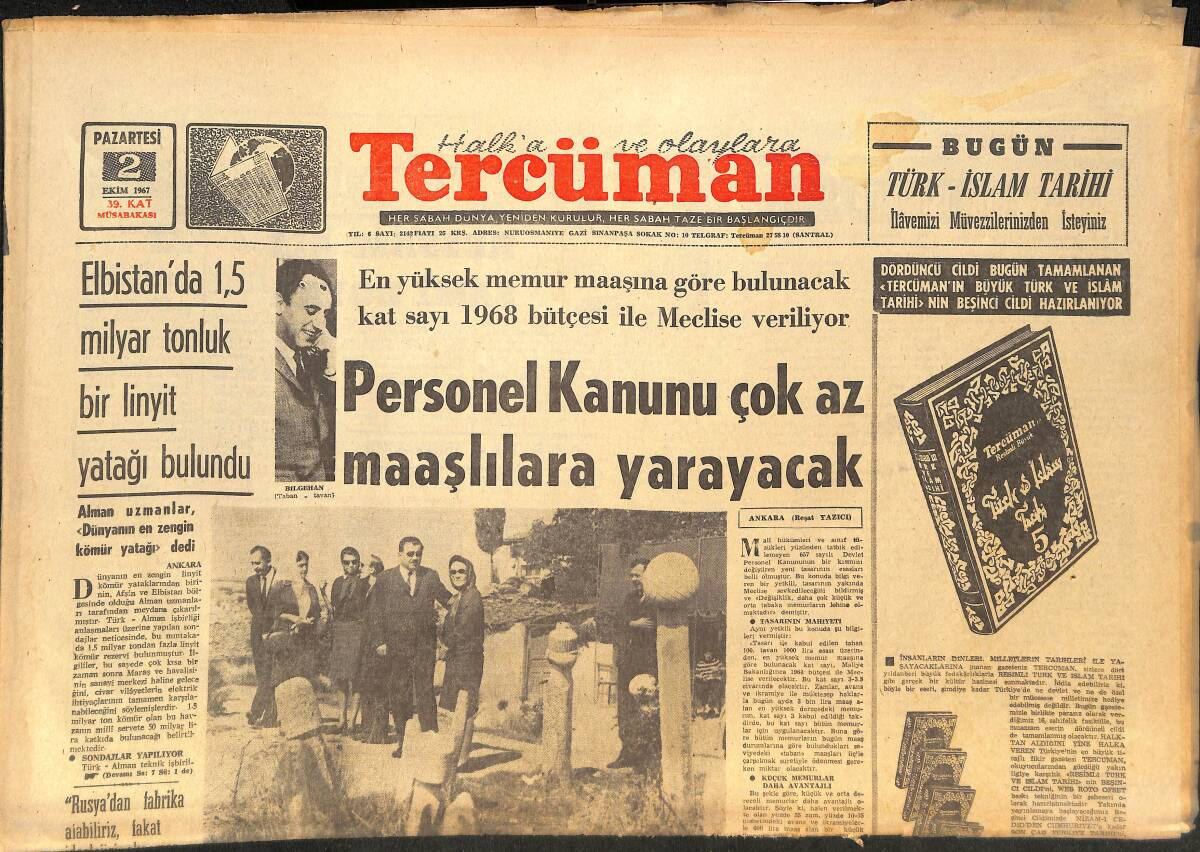 Tercüman Gazetesi 2 Ekim 1967 - Eskişehir'in Ünlü Kabadayısı Şehir Ortasında Vuruldu - Rus Casusu Az Daha İngiliz Gizli Servisine Başkan Seçiliyordu GZ146430 - 1