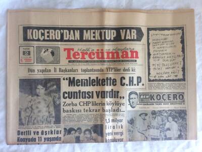 Tercüman Gazetesi 2 Eylül 1962 - Memlekette CHP Cuntası Vardır GZ73651 - 1