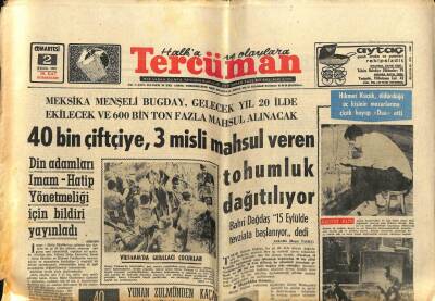 Tercüman Gazetesi 2 Eylül 1967 - 40 Bin Çiftçiye , 3 Misli Mahsul Veren Tohumluk Dağıtılıyor GZ67381 - 1