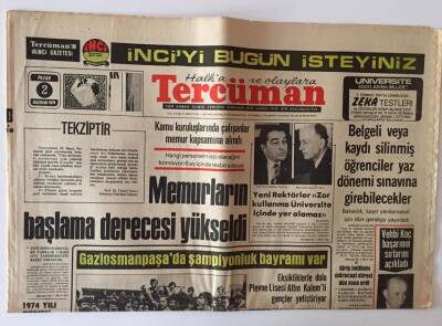 Tercüman Gazetesi 2 Haziran 1974 - Kamu Kuruluşlarında Çalışanlar Memur Kapsamına Alındı GZ11307 - 1