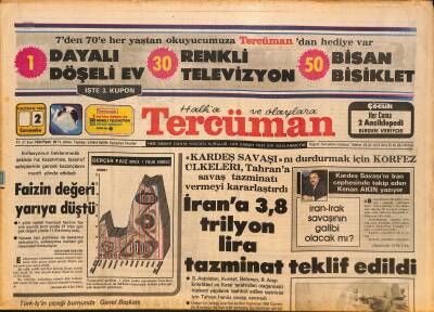 Tercüman Gazetesi 2 Haziran 1982 - Irak ve İran Savaşı, Şevket Yılmaz, Dallas ve Örümcek Adam Çizgi Roman GZ126419 - 1