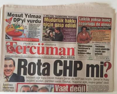 Tercüman Gazetesi 2 Haziran 2007 - İktidarın Ağır Topu Devlet Bakanı Şener de AKPden Koptu GZ25140 - 1