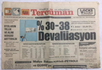 Tercüman Gazetesi 2 Mart 1978 - %30-38 Devalüasyon - GZ21167 - 1