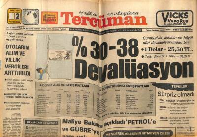 Tercüman Gazetesi 2 Mart 1978 - Yüzde 3038 Develüasyon GZ54058 - 1