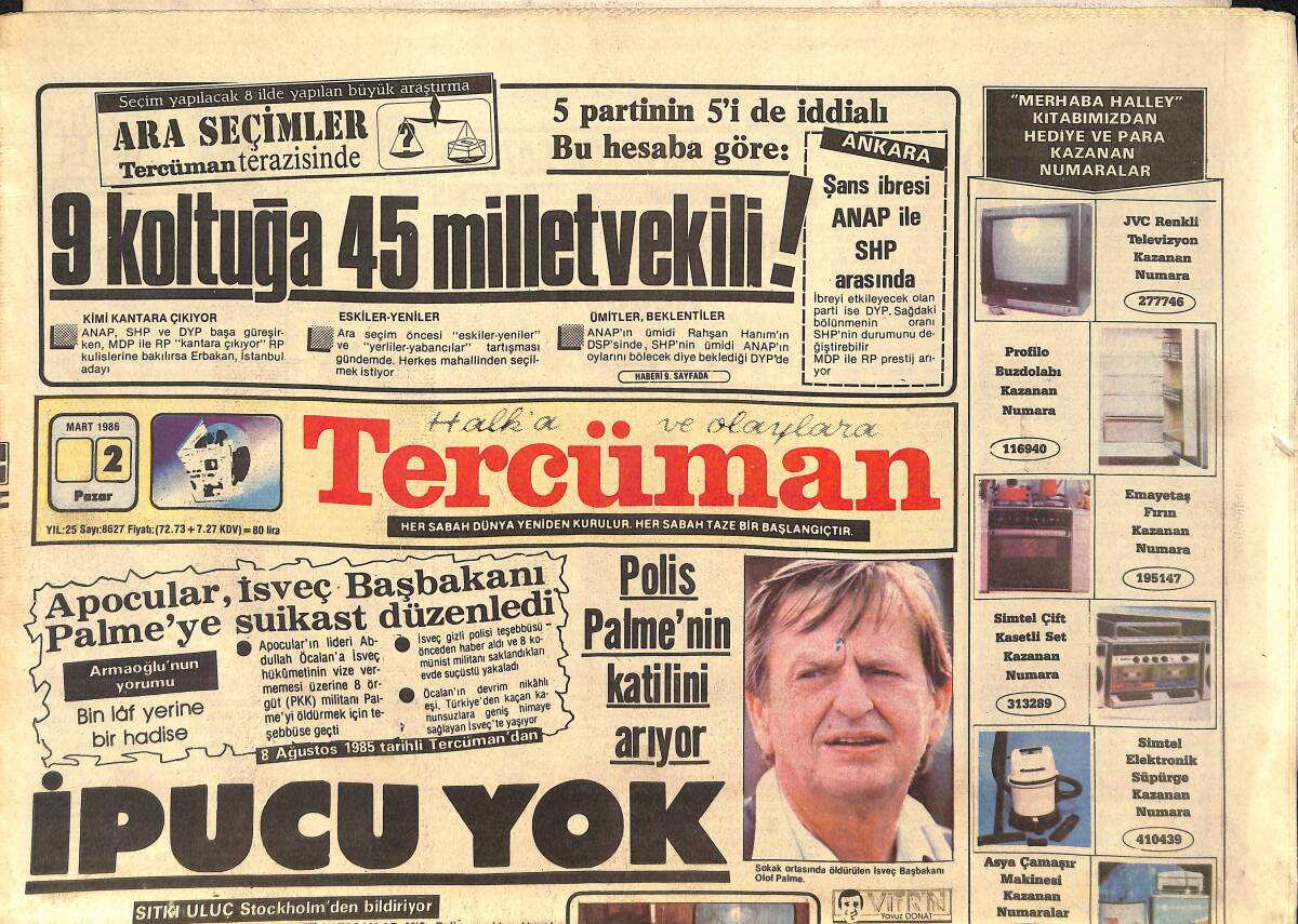 Tercüman Gazetesi 2 Mart 1986 - Fenerbahçe 0-0 Galatasaray - Gülşen Bubikoğlu: İddiasızım Ama Yine Zirvedeyim GZ2583 - 1