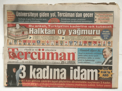 Tercüman Gazetesi 2 Mart 2007 - 3 Kadına İdam GZ5852 - 1