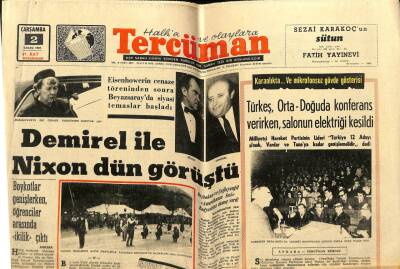 Tercüman Gazetesi 2 Nisan 1969 - Demirel İle Nixon Dün Görüştü GZ65421 - 2