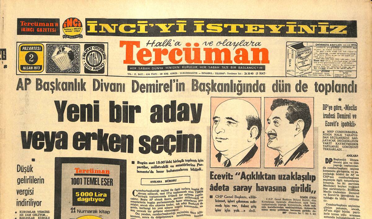 Tercüman Gazetesi 2 Nisan 1973 - Beş Kamyon Dolusu Amerikan Sigarası Ve Viski Yakalandı - Pakistan'da Bir Darbe Önlendi GZ144549 - 1