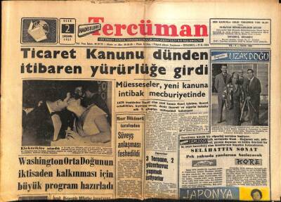 Tercüman Gazetesi 2 Ocak 1957 - Ticaret Kanunu Dünden İtibaren Yürürlüğe Girdi GZ54011 - 1