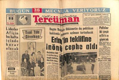 Tercüman Gazetesi 2 Ocak 1963 - Erimin Teklifine İnönü Cephe Aldı GZ69606 - 2