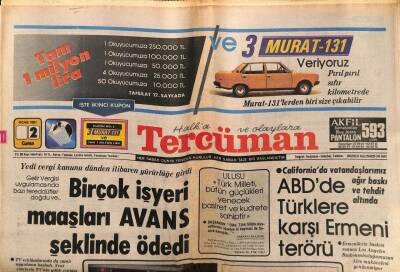 Tercüman Gazetesi 2 Ocak 1981 - ABDde Türklere Karşı Ermeni Terörü GZ54293 - 1