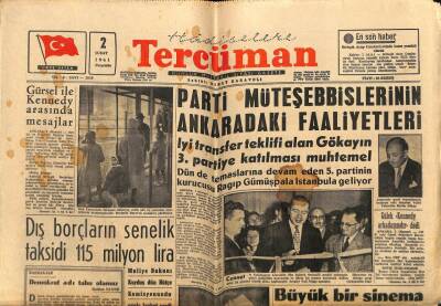 Tercüman Gazetesi 2 Şubat 1961 - Gürsel İle Kennedy Arasında Mesajlar GZ67586 - 2