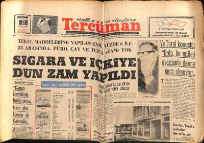 Tercüman Gazetesi 2 Şubat 1967 - Ve Tural Konuştu Ordu , Bu Milleti Uyarmada Daima Öncü Olmuştur GZ65831 - 1