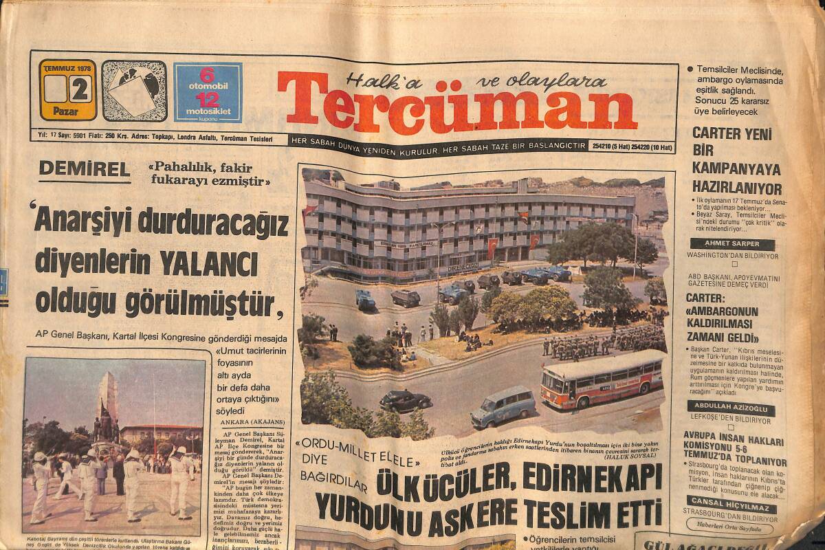 Tercüman Gazetesi 2 Temmuz 1978 - Prenses Caroline Nihayet Kocası İle Başbaşa Kalabilecek - Romanya'dan 28 Bin Ton Benzin Geldi GZ134580 - 1