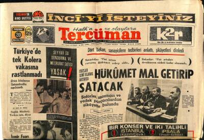 Tercüman Gazetesi 20 Ağustos 1970 - Türkiyede Tek Kolera Vakasına Rastlanmadı GZ65443 - 1
