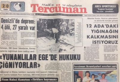 Tercüman Gazetesi 20 Ağustos 1976 - Yunanlılar Egede Hukuku Çiğniyorlar - GZ12739 - 1