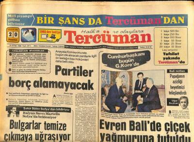 Tercüman Gazetesi 20 Aralık 1982 - Evren Balide Çiçek Yağmuruna Tutuldu GZ67489 - 1