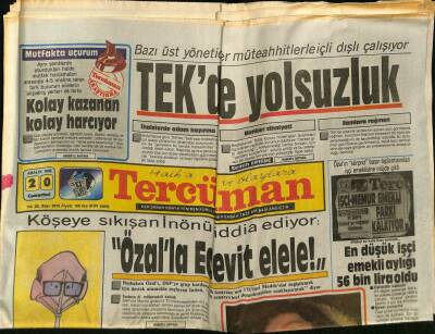Tercüman Gazetesi 20 Aralık 1986 - Köşeye Sıkışan İnönü İddia Ediyor Özalla Ecevit Elele ! GZ65254 - 1