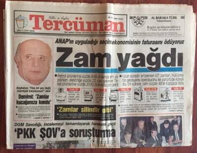 Tercüman Gazetesi 20 Aralık 1991 - Zam Yağmuru ,Demirel Zamlar Kucağımıza Kondu GZ11555 - 1