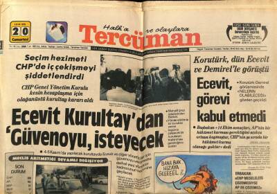 Tercüman Gazetesi 20 Ekim 1979 - CHP Genel Yönetim Kurulu Kesin Hesaplaşma İçin Olağanüstü Kurultay Kararı Aldı GZ65911 - 1