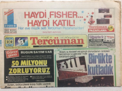 Tercüman Gazetesi 20 Ekim 1985 - Bugün Sayım Var,50 Milyonu Zorluyoruz GZ27436 - 1