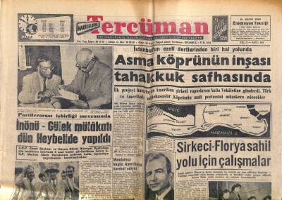 Tercüman Gazetesi 20 Eylül 1956 - Asma Köprünün İnşası Tahakkuk Safhasında - Pakistan Dullesın Projesini Reddetti GZ118942 - 1